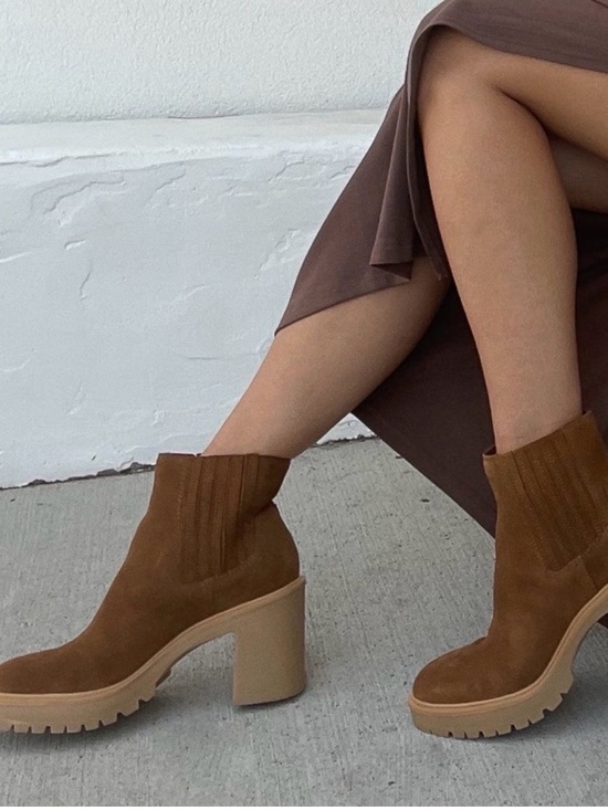 Dolce Vita Shoes - Dolce Vita Chestnut Suede Chunky Heel Ankle Boots